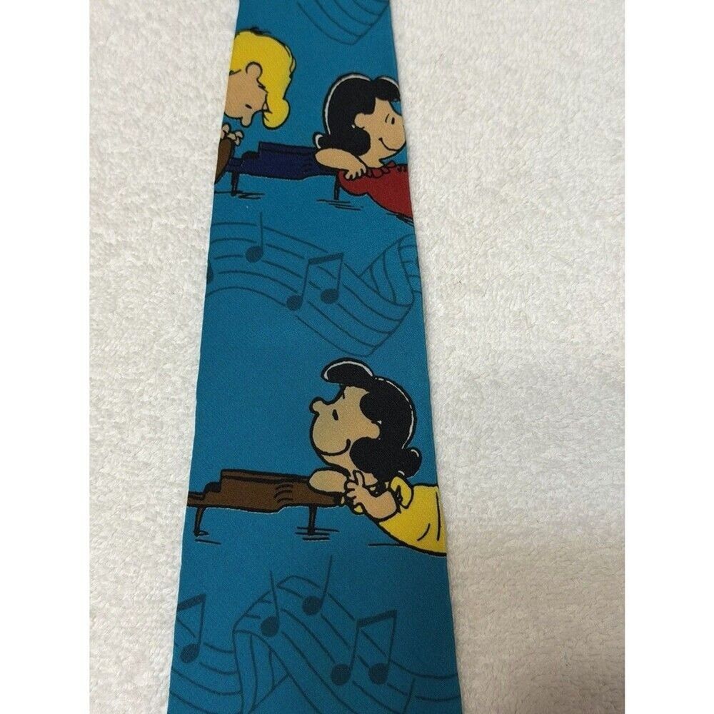 Vintage Peanuts Snoopy Tie 100% Silk made in the USA Music Notes 56" - Picture 4 of 8